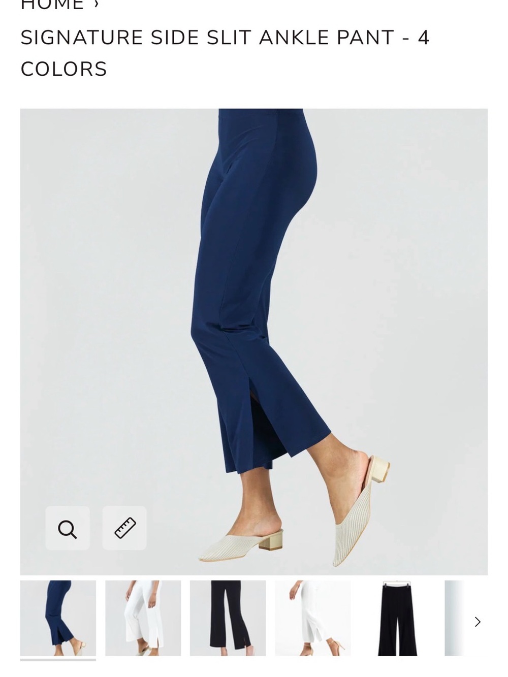 Clara Sunwoo Signature Side Slit Ankle Pant - Navy, size M